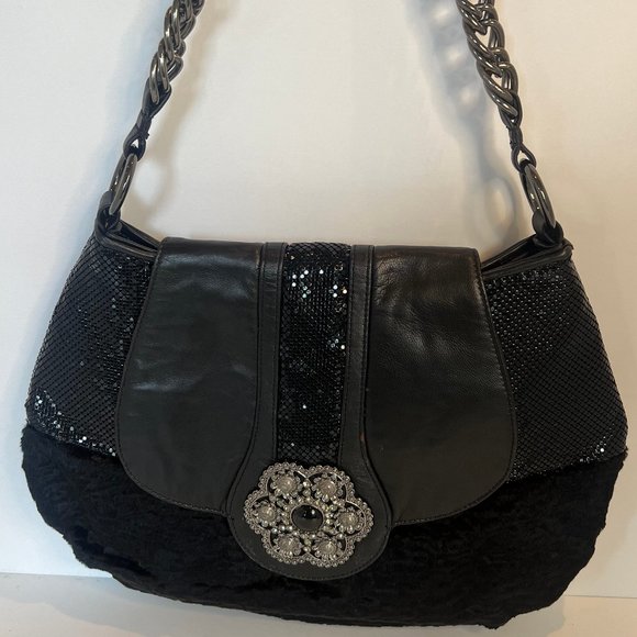 Whiting Davis Black Sequin Handbag Purse - Picture 1 of 8